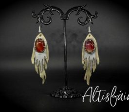 Boucles d’oreilles inox et laiton Litha “Hestia” Cornaline