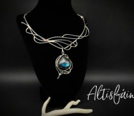 Collier inox “les Passages Célestes: l’ Ivresse des Profondeurs” Labradorite