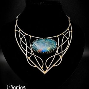 Collier inox "Les Galactiques: "Orion" Apatite bleue peinte
